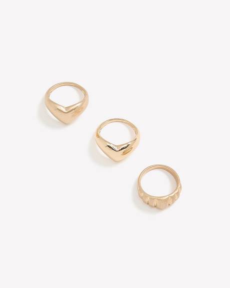 Matte Golden Plated Chunky Rings, Set of 3