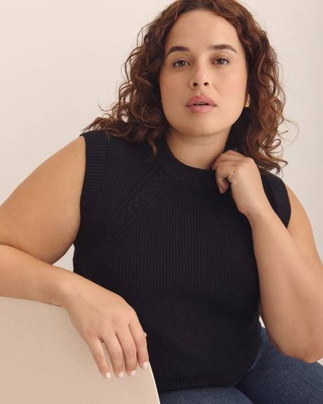 Veste en tricot à mailles torsadées, tissu responsable