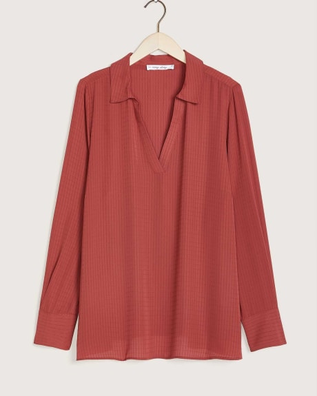 Long-Sleeve Blouse With Polo Collar - In Every Story