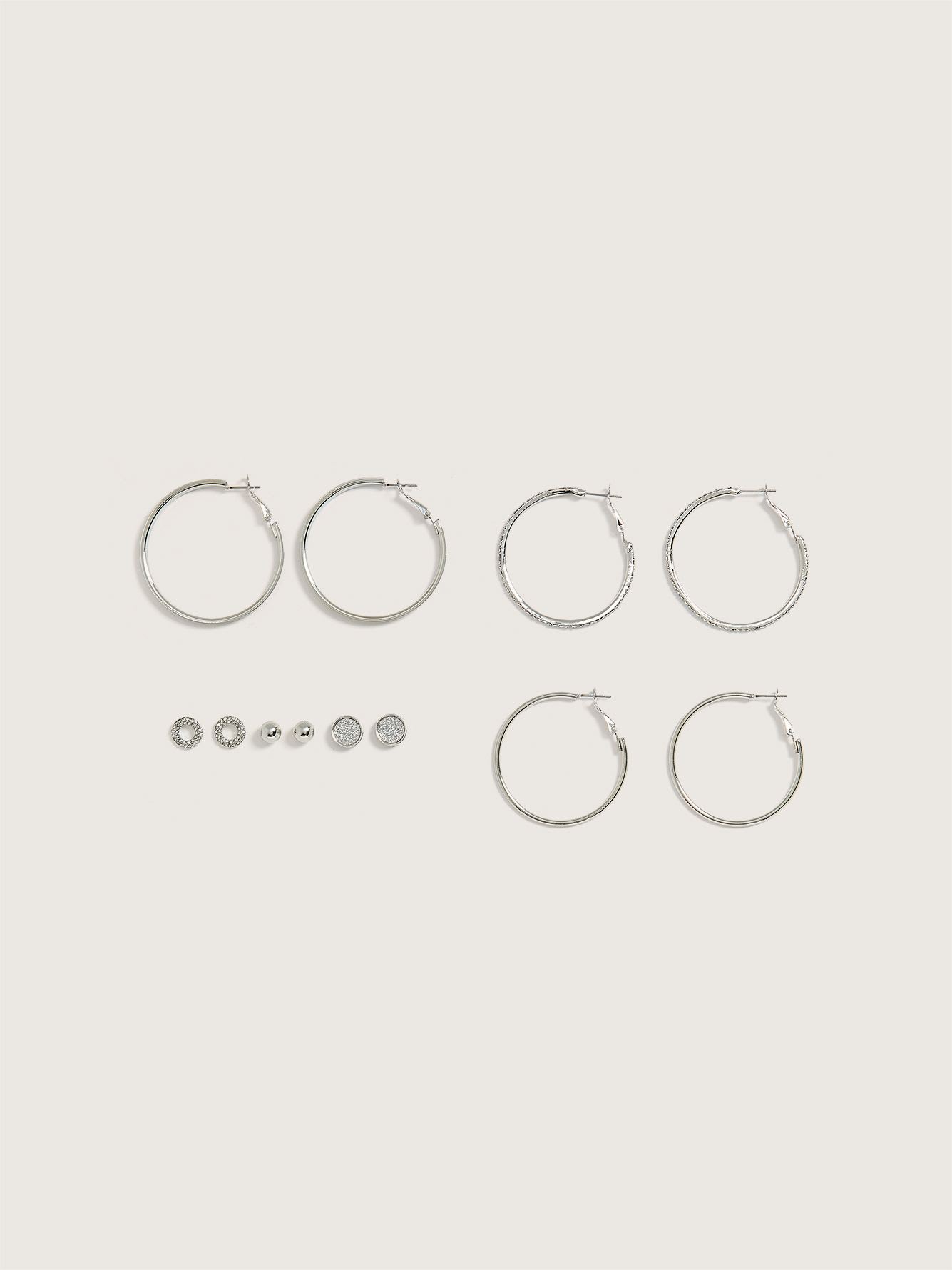 Assorted Paper Glitter Studs and Hoop Earrings, Set of 6