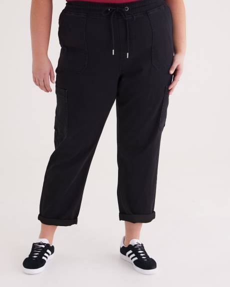 1948-Fit Stretch Denim Cargo Jogger Pants, Black Wash - d/C JEANS