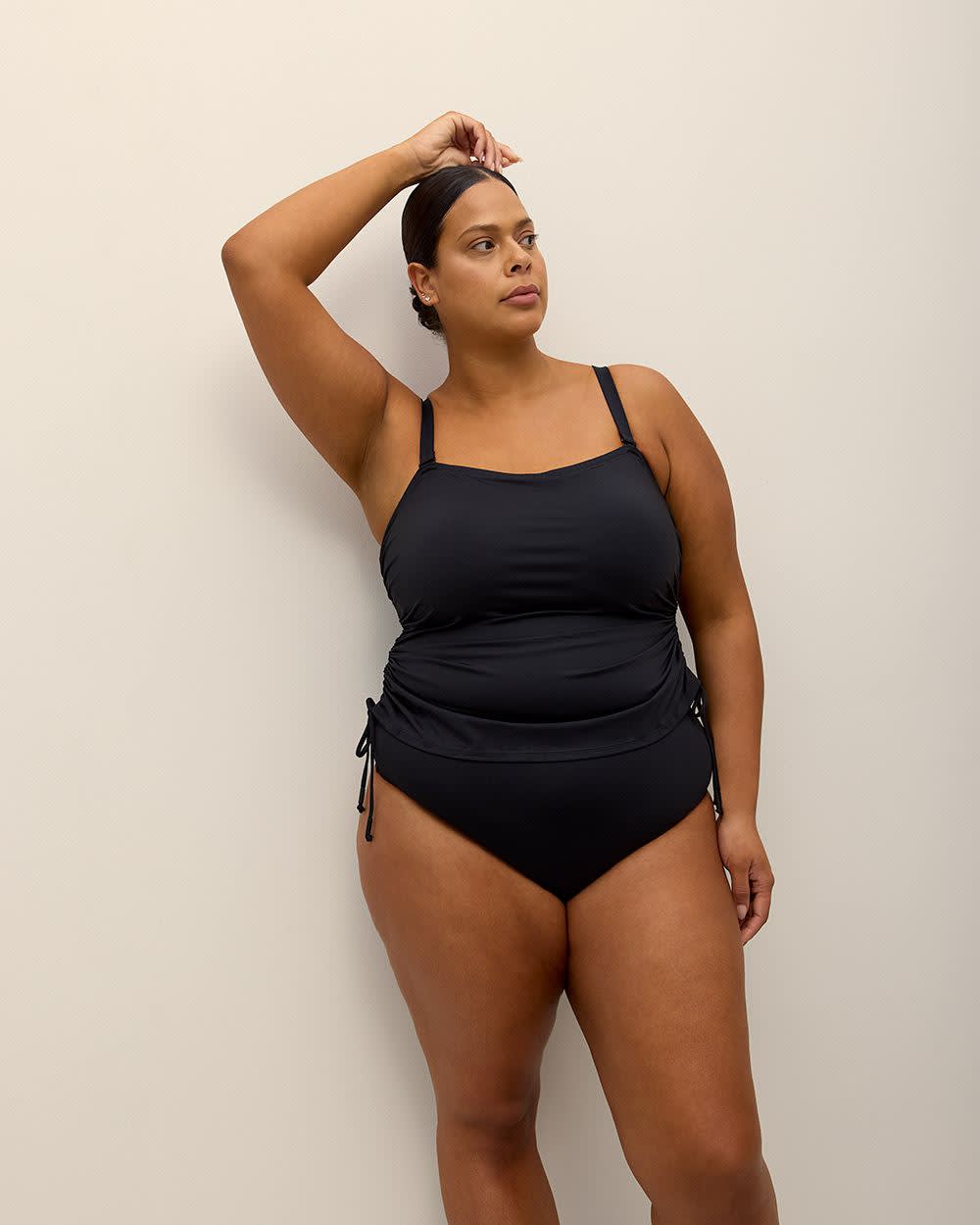 Short Black Rushing Tube Tankini Top