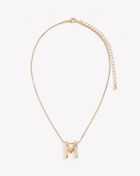 Short Golden Necklace with M-Bubble-Letter Pendant