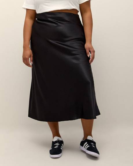 Black Satin Column Maxi Skirt