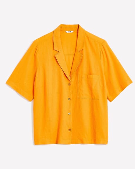 Linen Blend Buttoned-Down Shirt