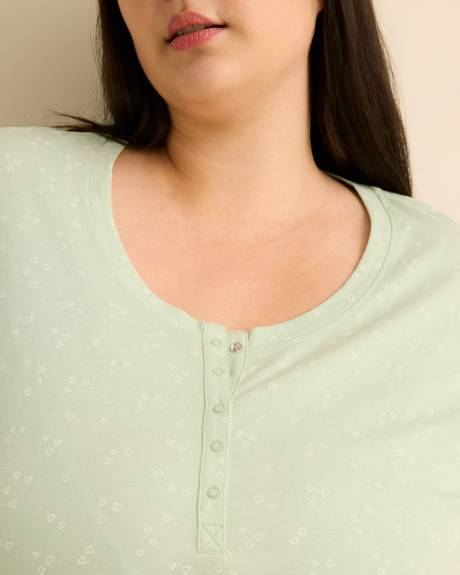 Chemise de nuit longue &agrave; manches courtes avec imprim&eacute; floral - ti Voglio