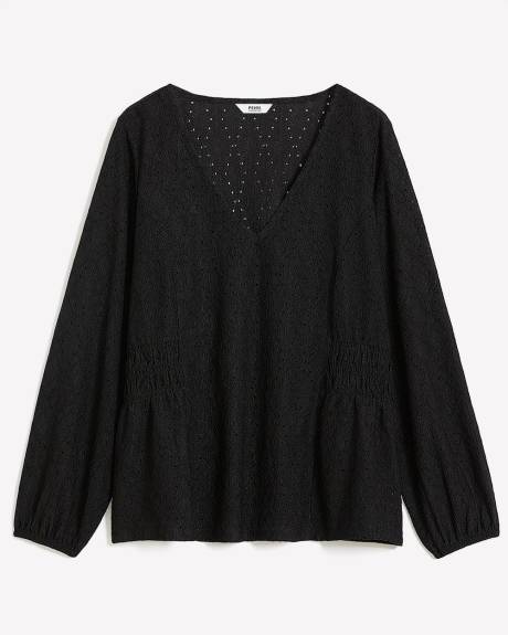 V-Neck Trop with Smocking at Waist