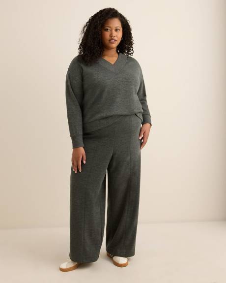 Dropped Shoulder Long-Sleeve V-Neck Top