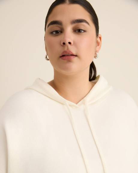 Relaxed-Fit Shaker-Stitch Hooded Sweater