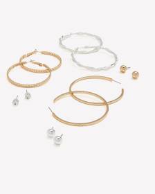 Assorted Hoop and Stud Earrings, Set of 6