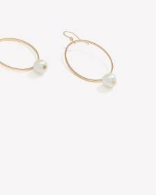 Oval Loop Earrings with Pendant Pearl