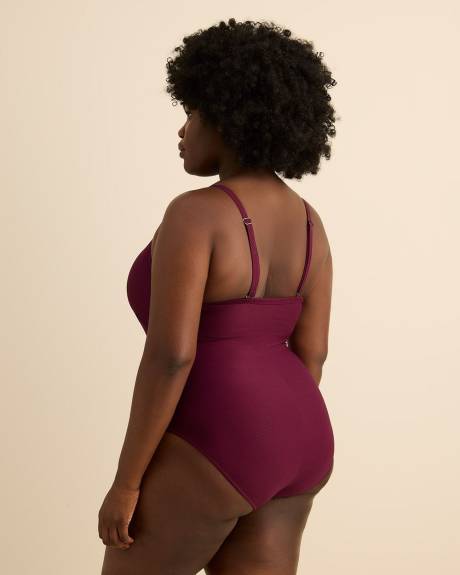 Maillot une-pièce texturé violet