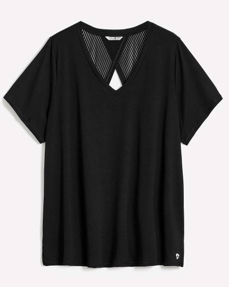 Short-Sleeve Tee with Crisscross Mesh Back - Active Zone