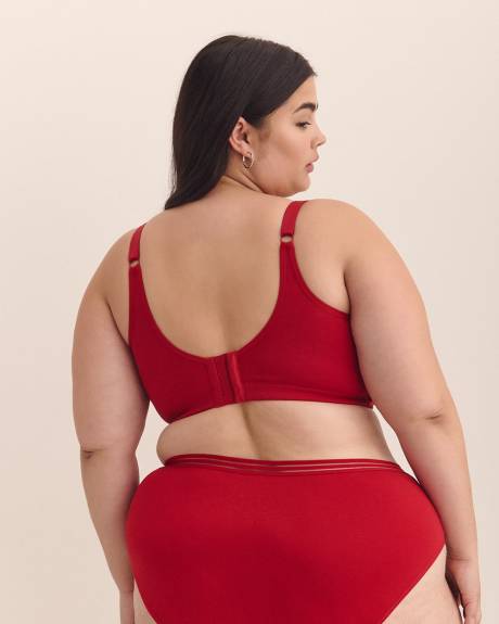 Wireless Red Cotton Bra with Striped Elastic Trim - ti Voglio