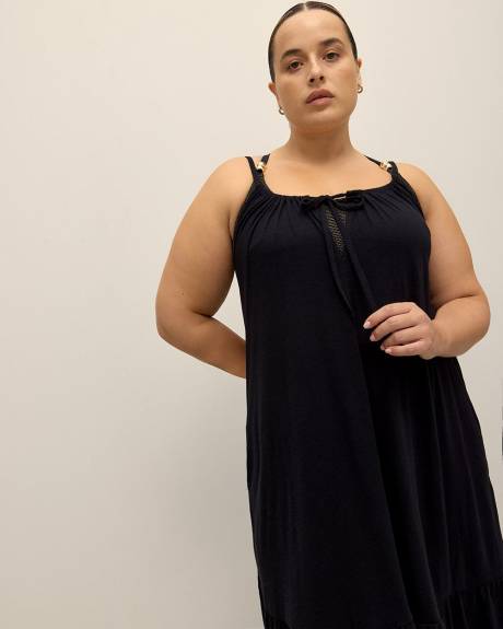 Slub Jersey Ruffle Swim Cover-Up Dress