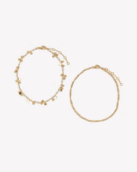 Dainty Golden Anklets, Set of 2