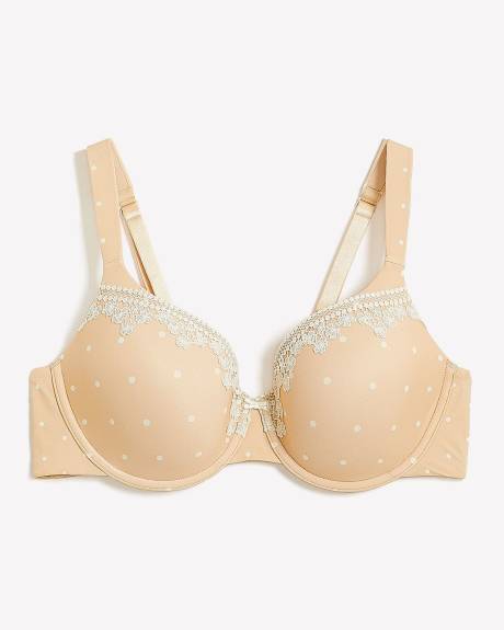 Underwire Dotted Contour T-Shirt Bra with Lace - Déesse Collection