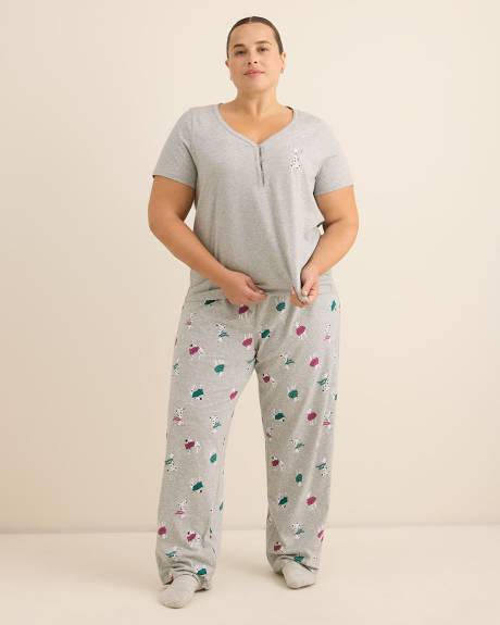 Grey Modern-Fit Short-Sleeve Pyjama T-Shirt - ti Voglio