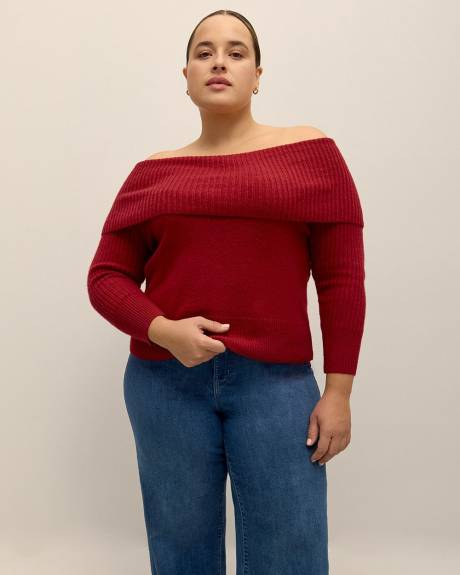 Folded-Over Off-Shoulder Sweater - Addition Elle