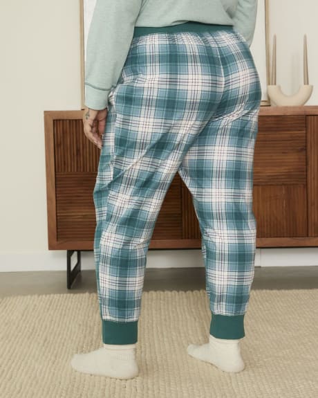 Pantalon pyjama style jogger à motif carreauté vert - ti Voglio