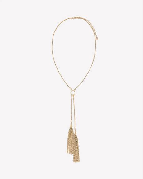Long Golden Necklace with Tassels