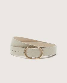 Croco-Textured Denim Belt