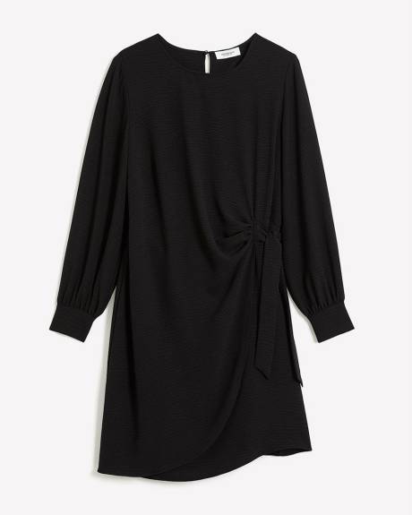 Black Woven Dress with Knotted Waist - Addition Elle