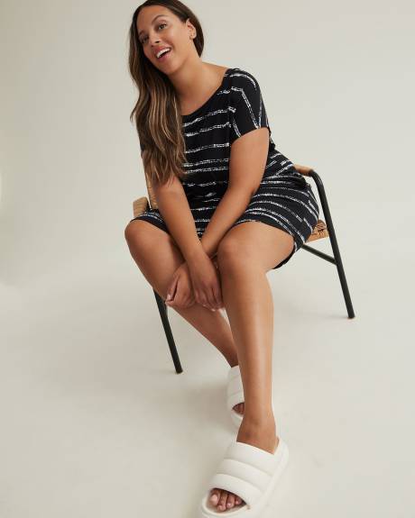 Robe cache-maillot en jersey noir avec rayures pointillées
