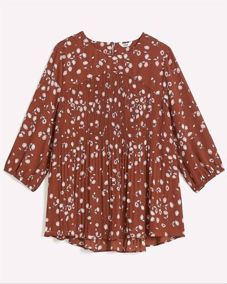 Responsible, Pleat and Release Blouse with 3/4 Sleeves