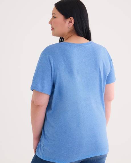 T-shirt à manches courtes et col en V, coupe boyfriend