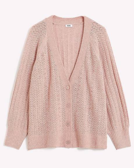 Cardigan avec billes et paillettes à mailles pointelle