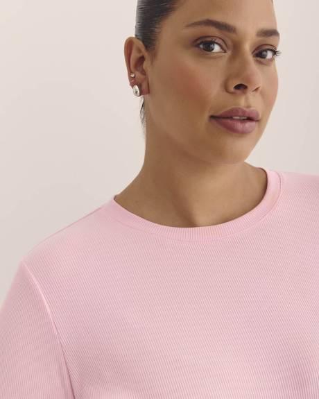 Boyfriend-Fit Long-Sleeve Ribbed Knit Tee