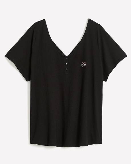 Pajama Top with Lace and Picot Edge - ti Voglio