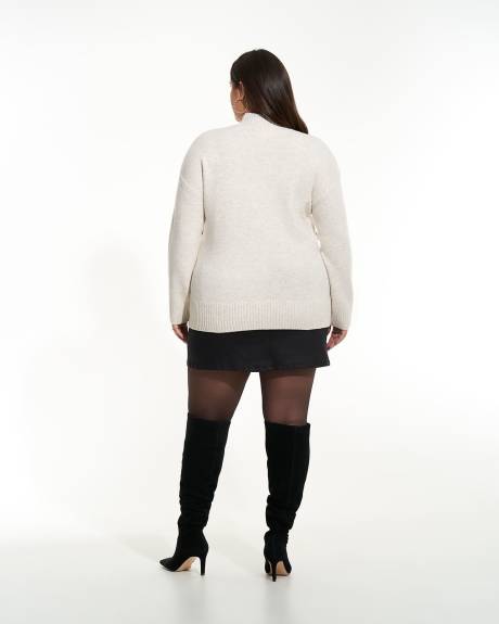 Pull long en tricot texturé avec col montant - Addition Elle