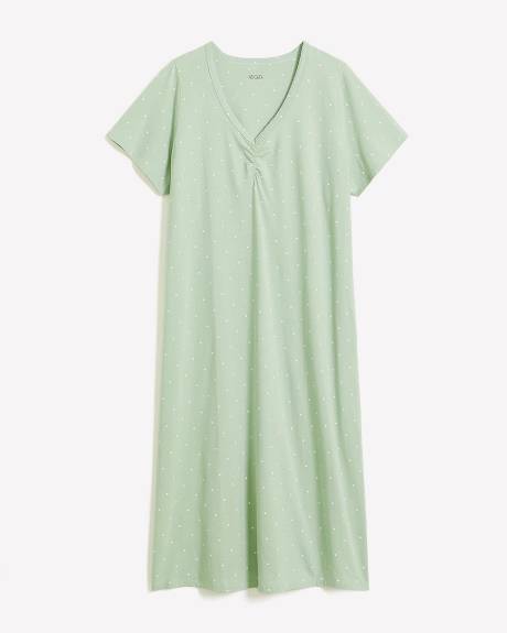Green Dotted Long Cotton Sleepshirt - ti Voglio