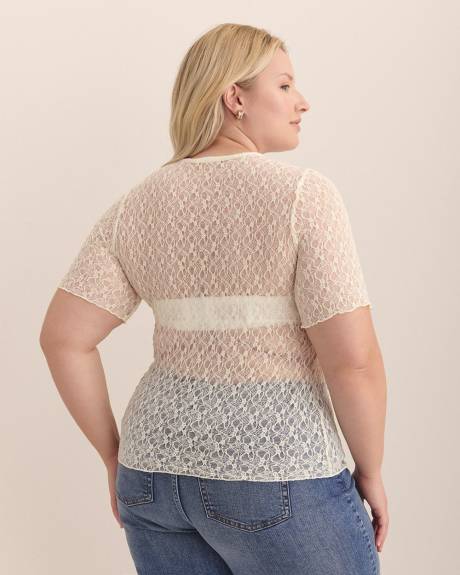 Haut en dentelle avec ourlet festonné - Addition Elle