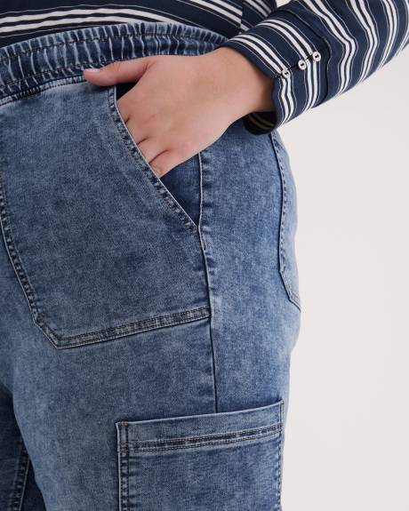 1948-Fit Stretch Denim Cargo Jogger Pants, Medium Wash - d/C JEANS