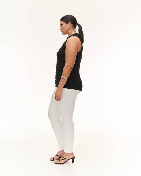 Halter Knit Top with Open Shirt Collar - Addition Elle