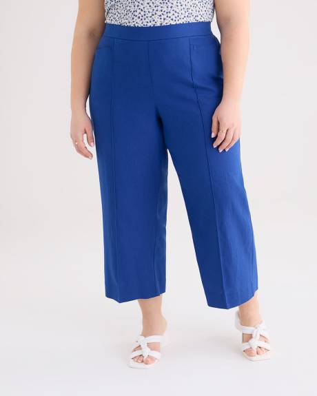 Pantalon court à jambe large en mélange de lin