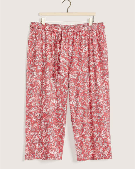 Pantalon de pyjama capri avec ceinture à nouer amovible, imprimé Paisley - ti VOGLIO
