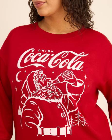 Pull rouge à col rond avec imprimé Coca-Cola des Fêtes