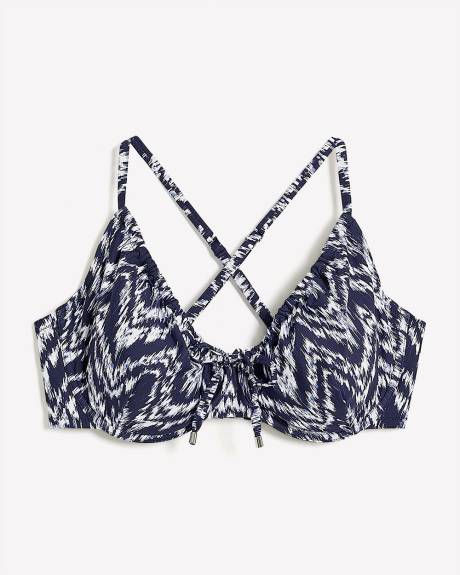 Herringbone-Print Underwire Bikini Top