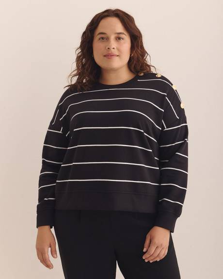 Dropped Shoulder Sweatshirt with Buttons