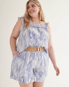 Responsible, Printed Blouse with Elastic Neckline