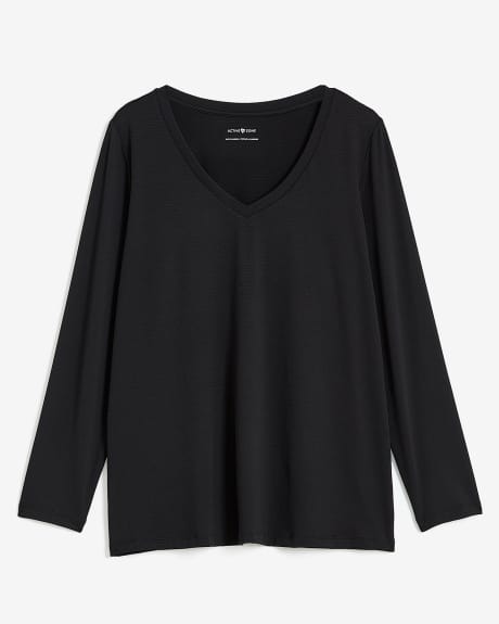 Textured V-Neck Long-Sleeve Tee - Active Zone