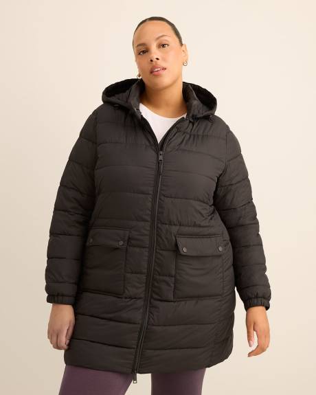 Long Packable Jacket with Removable Hood