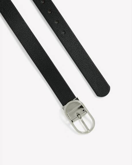 Ceinture réversible en faux cuir avec boucle ovale