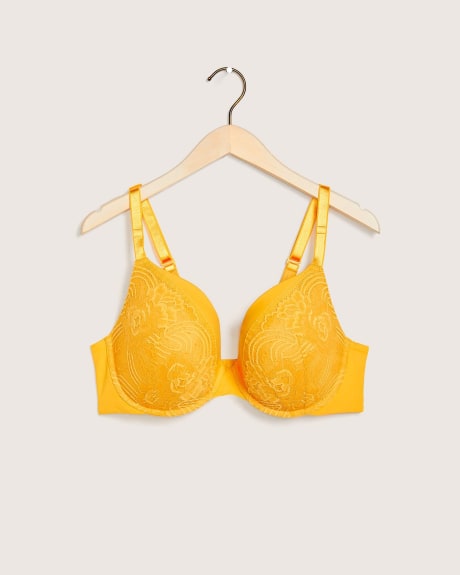 Lace Overlay Microfibre Plunge Bra - Déesse Collection