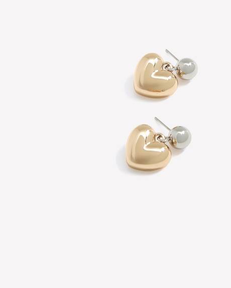 Boucles d'oreilles en forme de coeur gonfl&eacute;