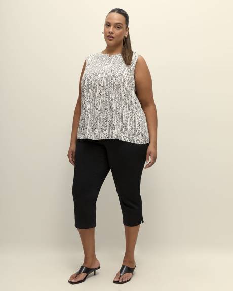Blouse sans manches plissée à col mandarin, tissu responsable